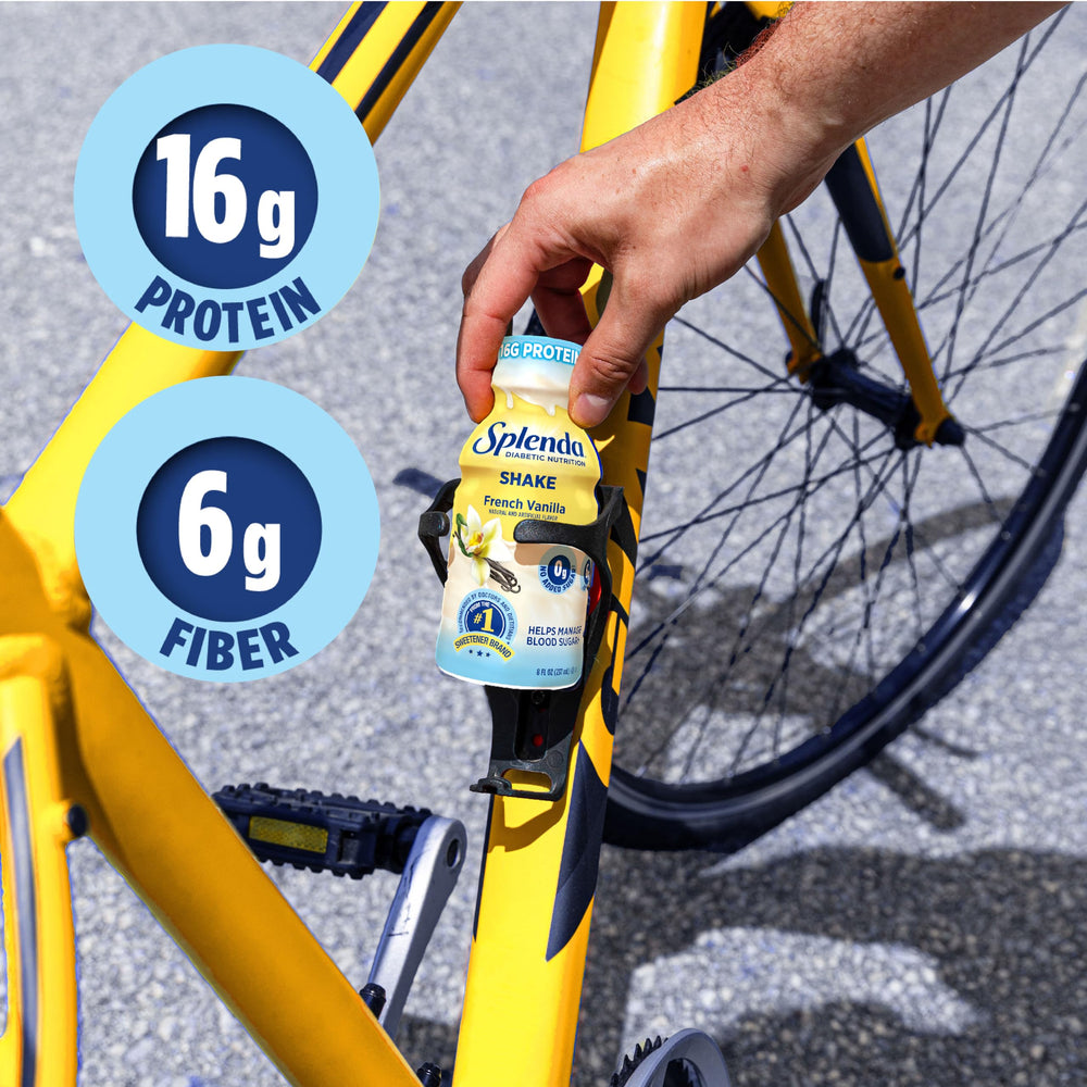 SPLENDA Diabetes Nutrition Shakes nutrition facts label highlighting high protein.