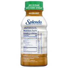 SPLENDA hazelnut coffee creamer label closeup highlights gluten-free and lactose-free features