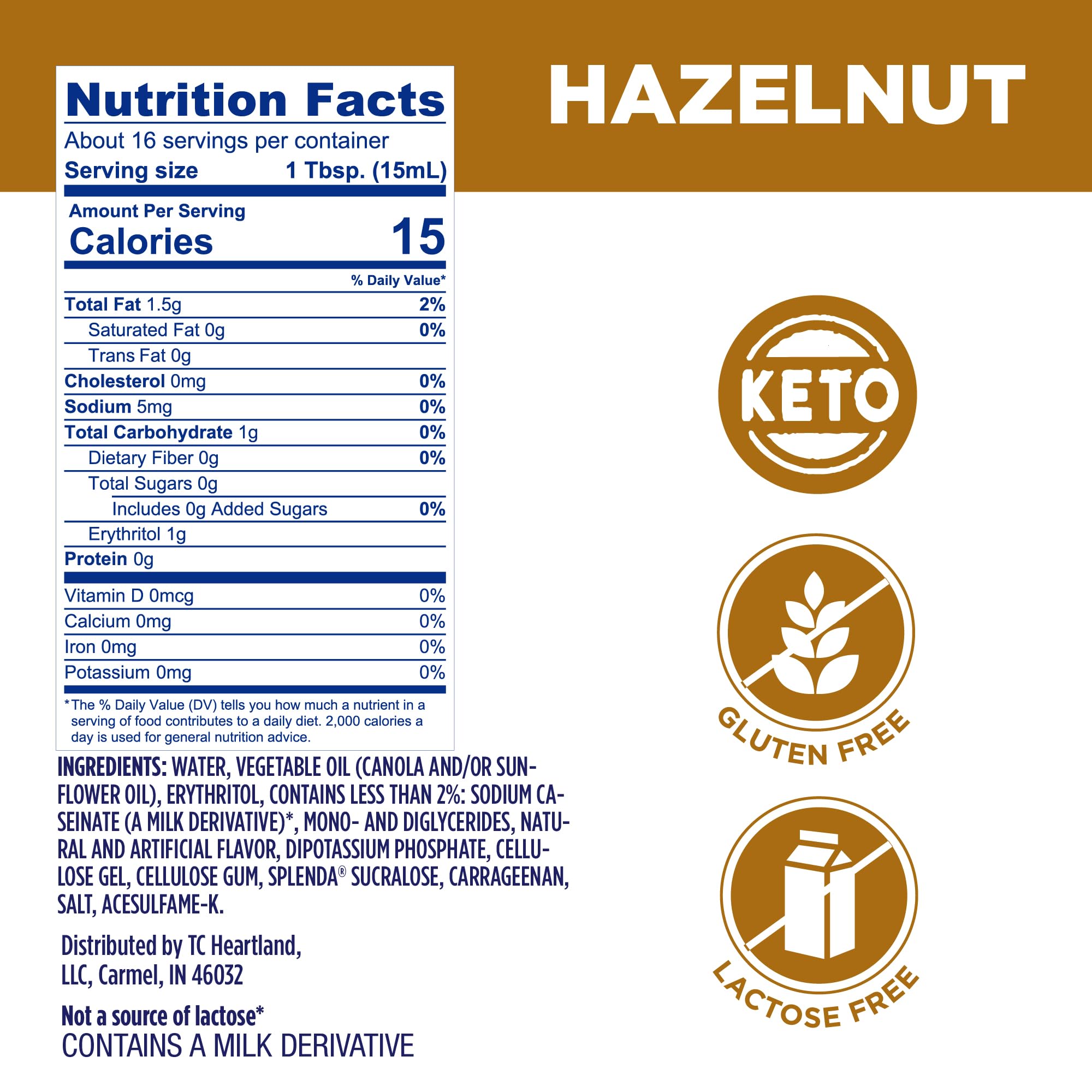 SPLENDA hazelnut creamer pour highlights creamy texture without added sugar