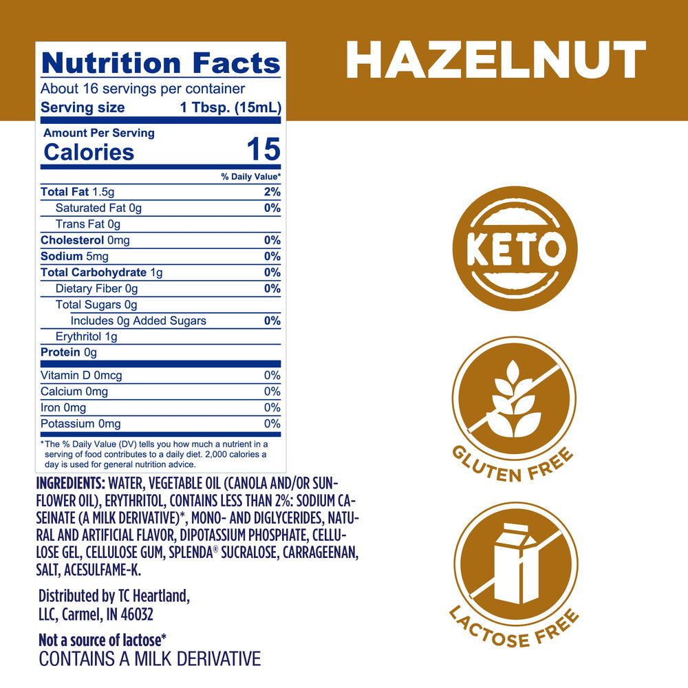 SPLENDA hazelnut creamer pour highlights creamy texture without added sugar