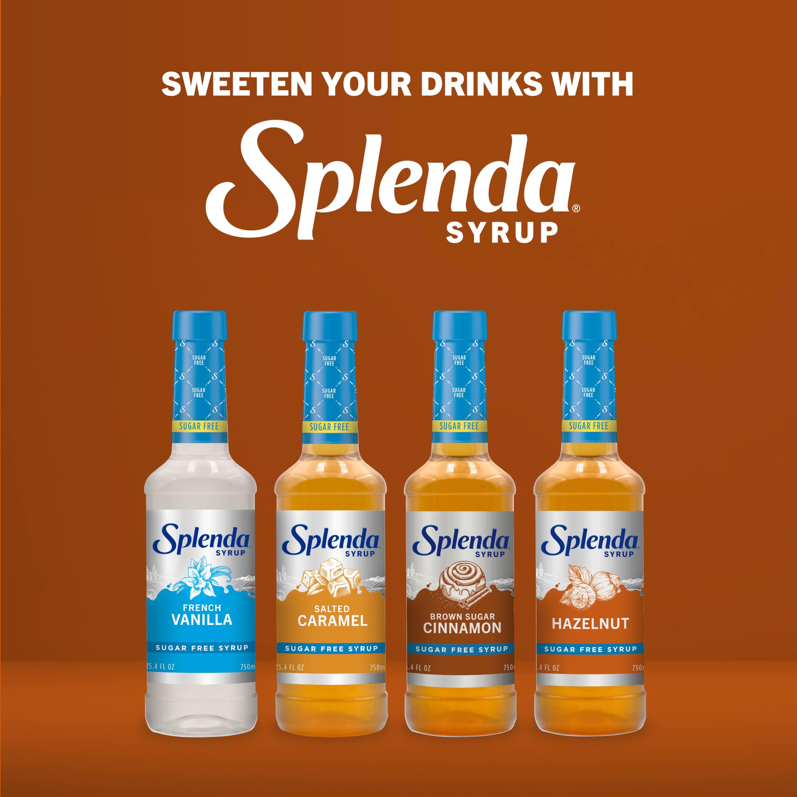 750 ml SPLENDA Hazelnut bottle in a cozy kitchen setup