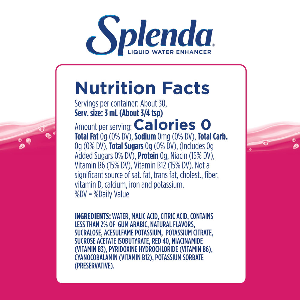 SPLENDA strawberry watermelon liquid enhancer delivers zero calorie flavor boost anywhere