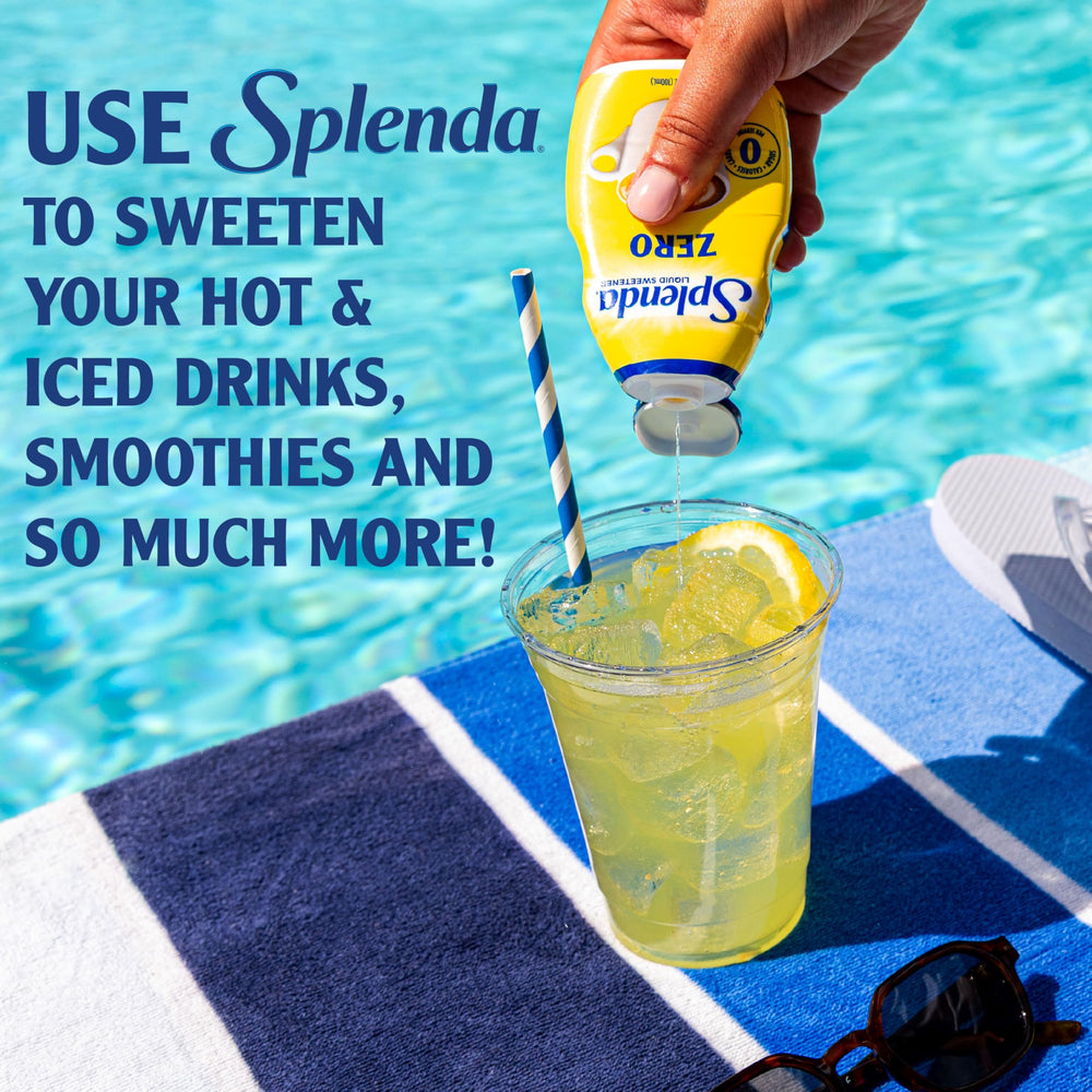 Splenda Liquid Zero Calorie Drops pour over coffee for balanced sweetness.