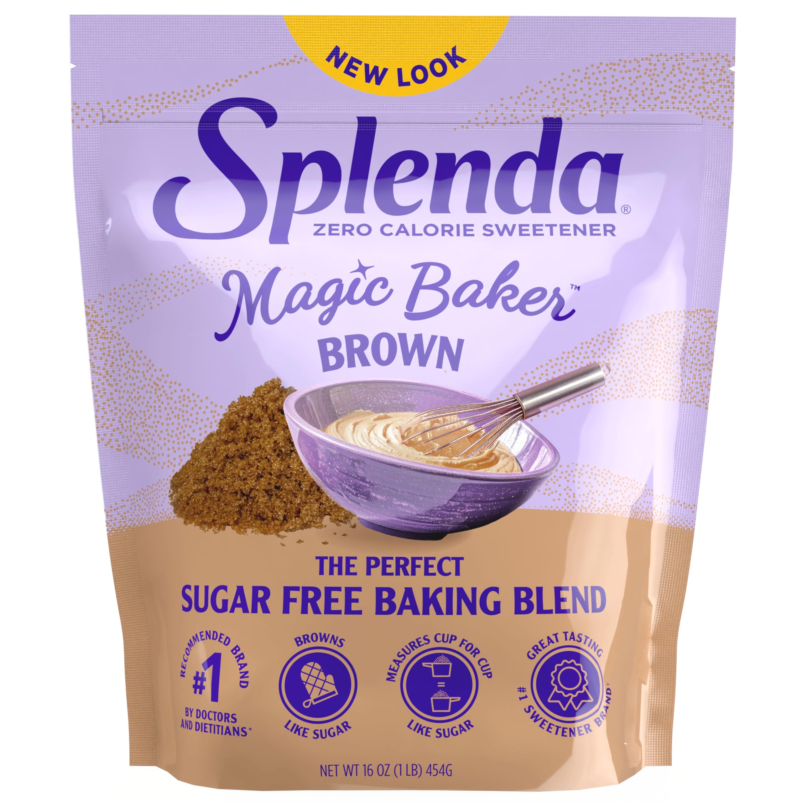 SPLENDA Magic Baker Brown packaging highlighting zero sugar baking blend.