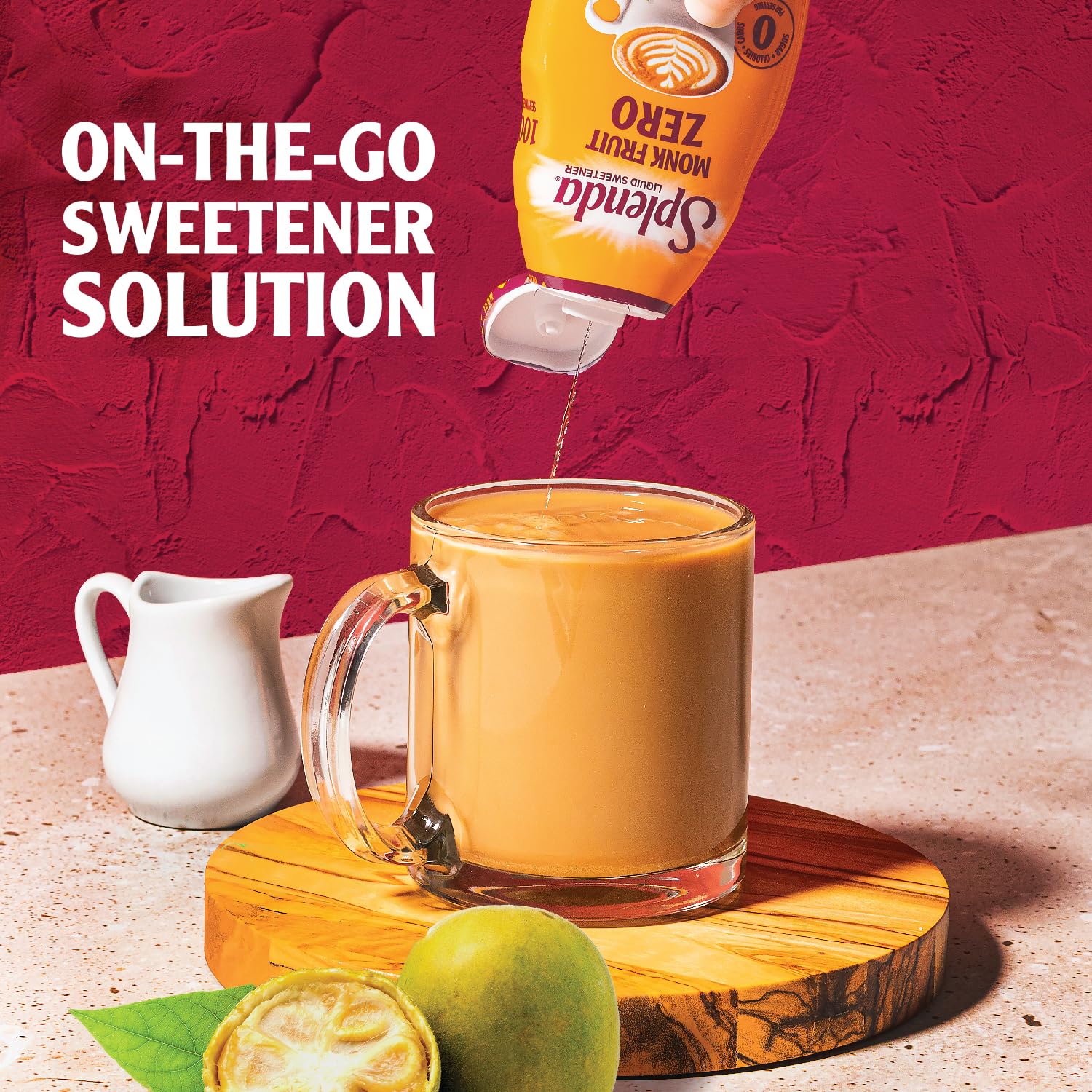 Pocket-friendly SPLENDA Monk Fruit Liquid Drops bottle for daily use.