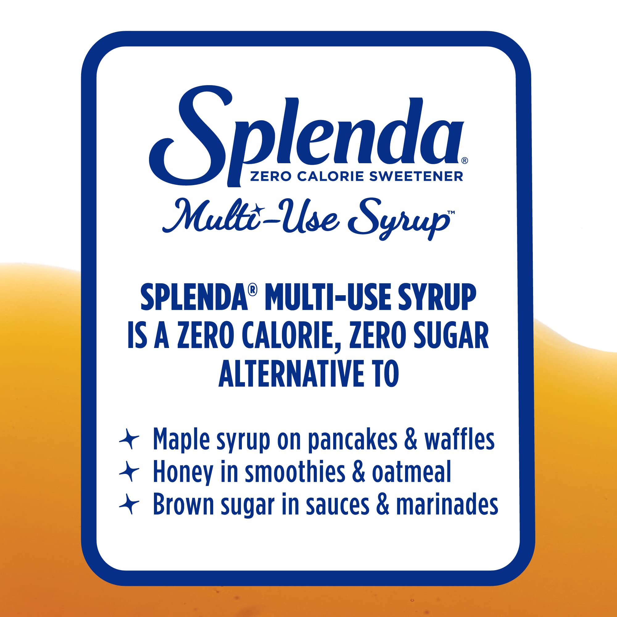 Splenda syrup bottle back demonstrates its versatile glaze for chicken or salmon.