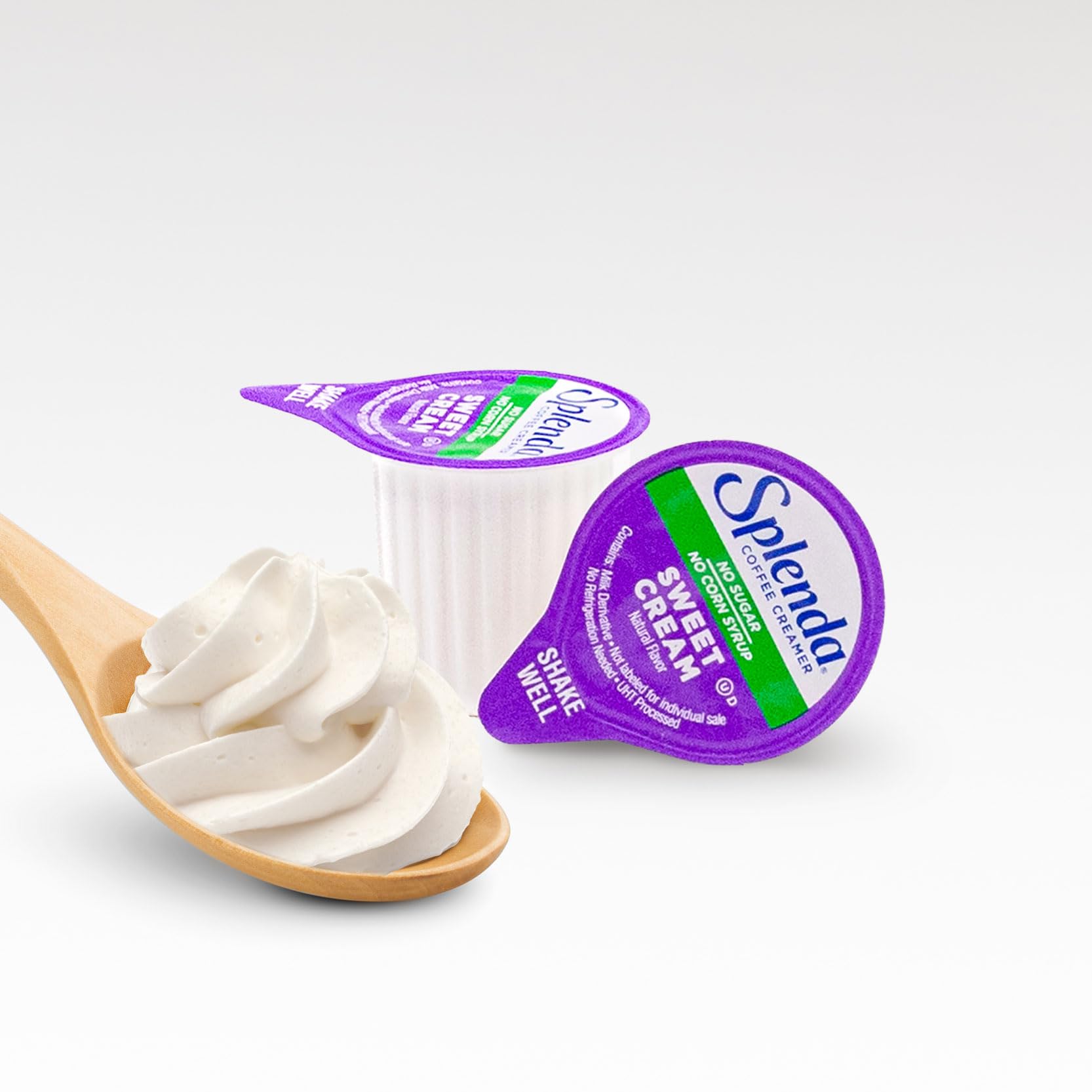 SPLENDA 180-count packaging for coffee creamer on a store shelf