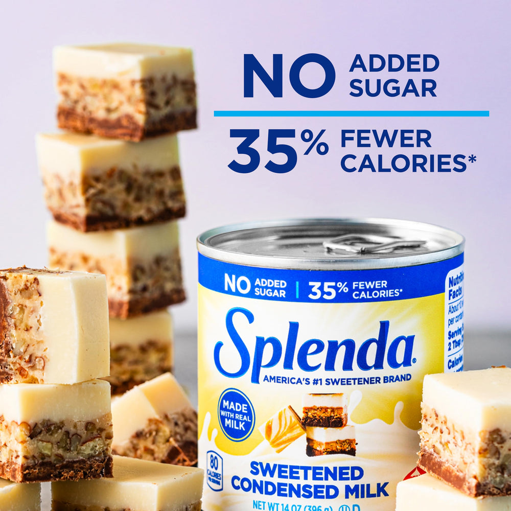 SPLENDA condensed milk featured in latte or dessert recipe ideas.