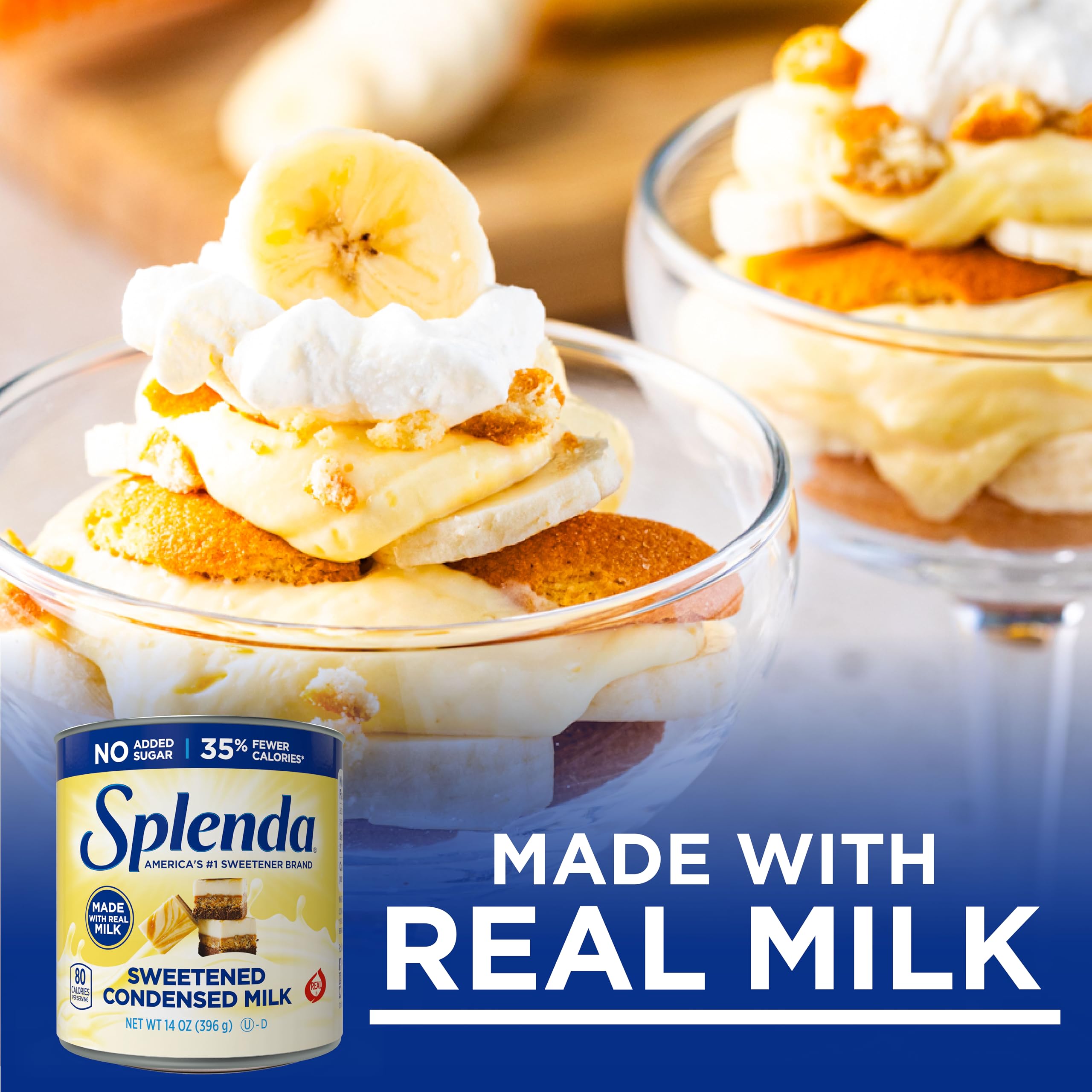 Kitchen scene with SPLENDA label emphasizing zero added sugars.