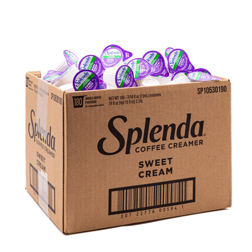 SPLENDA single-serve coffee creamer cups on display, sugar-free option for creamy coffee