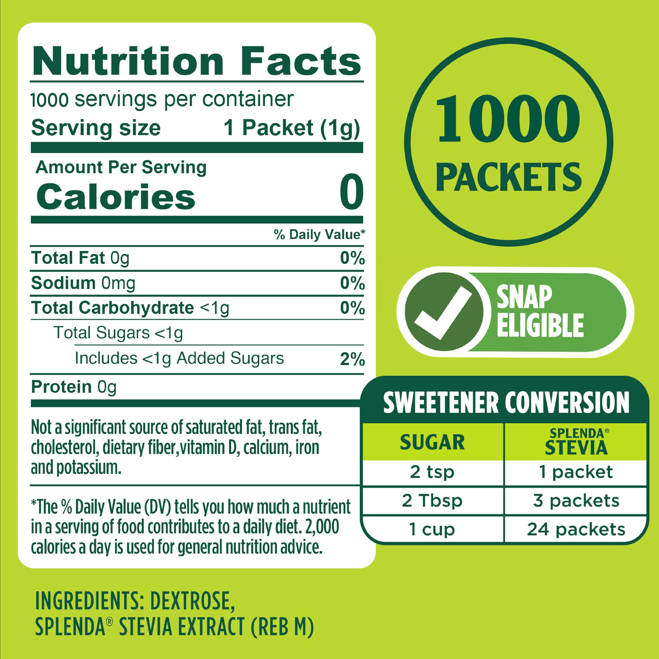 SPLENDA Stevia single-serve packets offer convenient sweetening on the go.