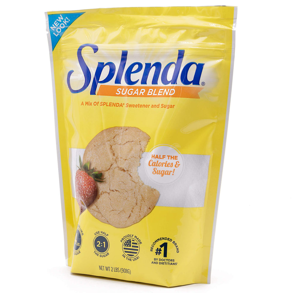 SPLENDA Sugar Blend two-pack packaging emphasizes value and freshness.