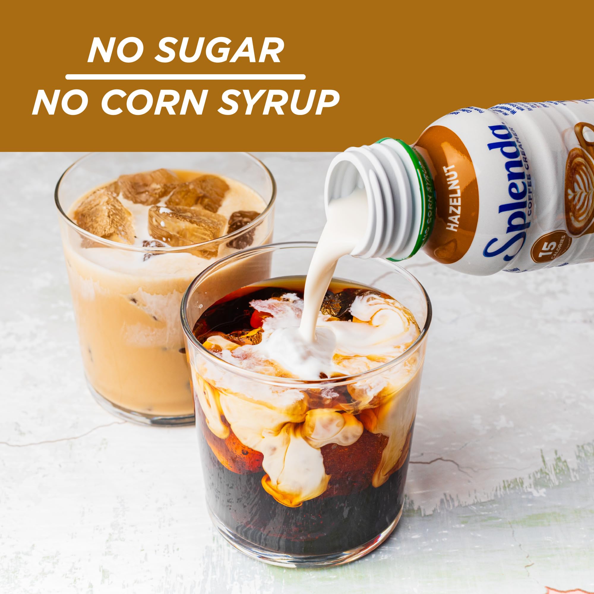 SPLENDA sugar-free creamer steam in cup suggests rich morning indulgence