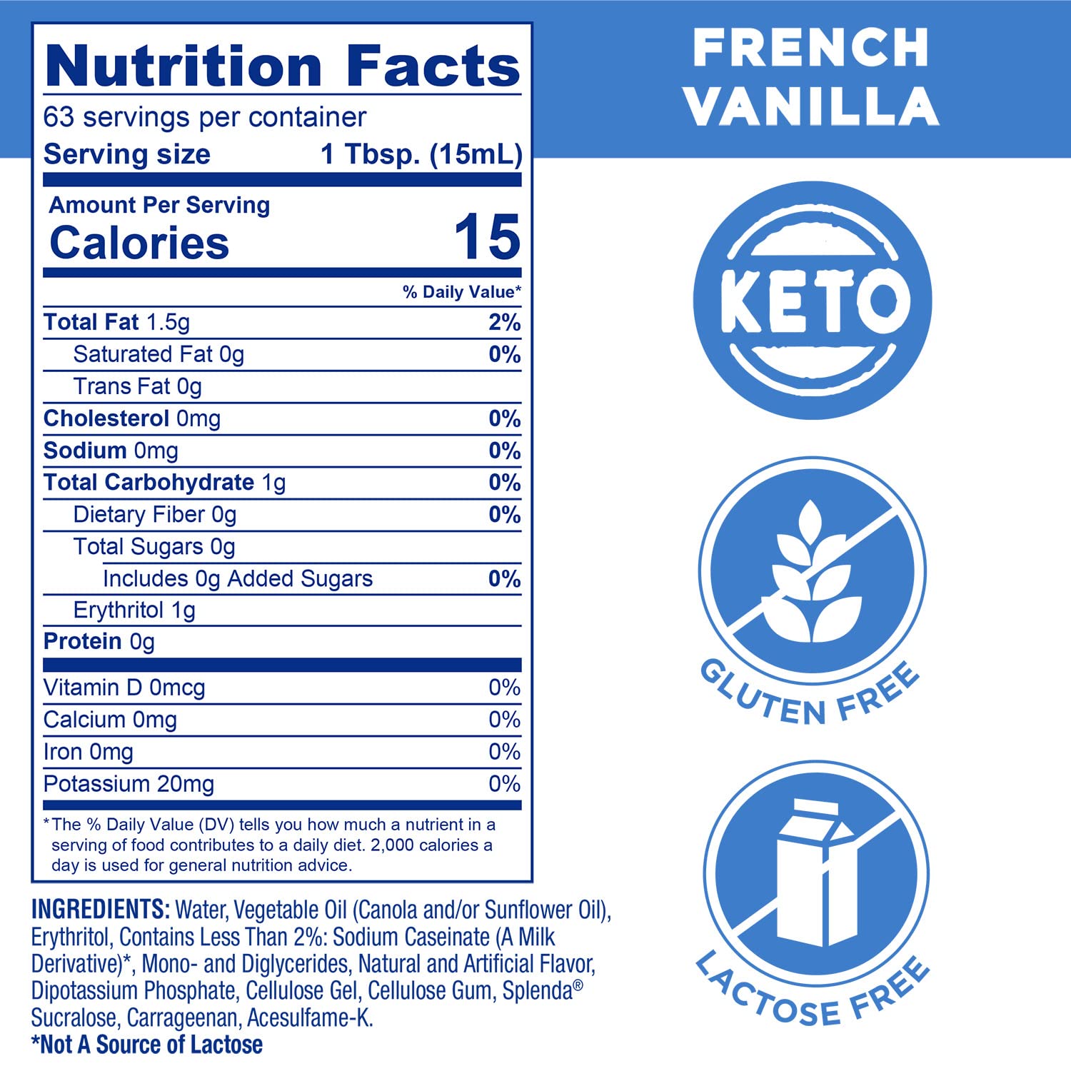 Close-up of velvety SPLENDA French Vanilla creamer texture enhancing coffee.