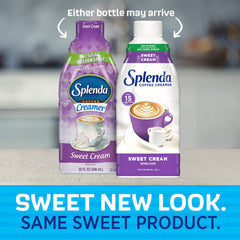 A cup of coffee with SPLENDA Sugar Free Sweet Creamer, suggesting a low-calorie daily option.