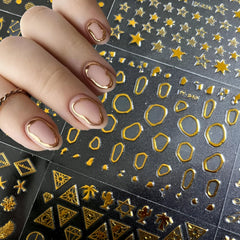 SPLOCUDU 3D self-adhesive nail decals with gold line for quick, lasting accents