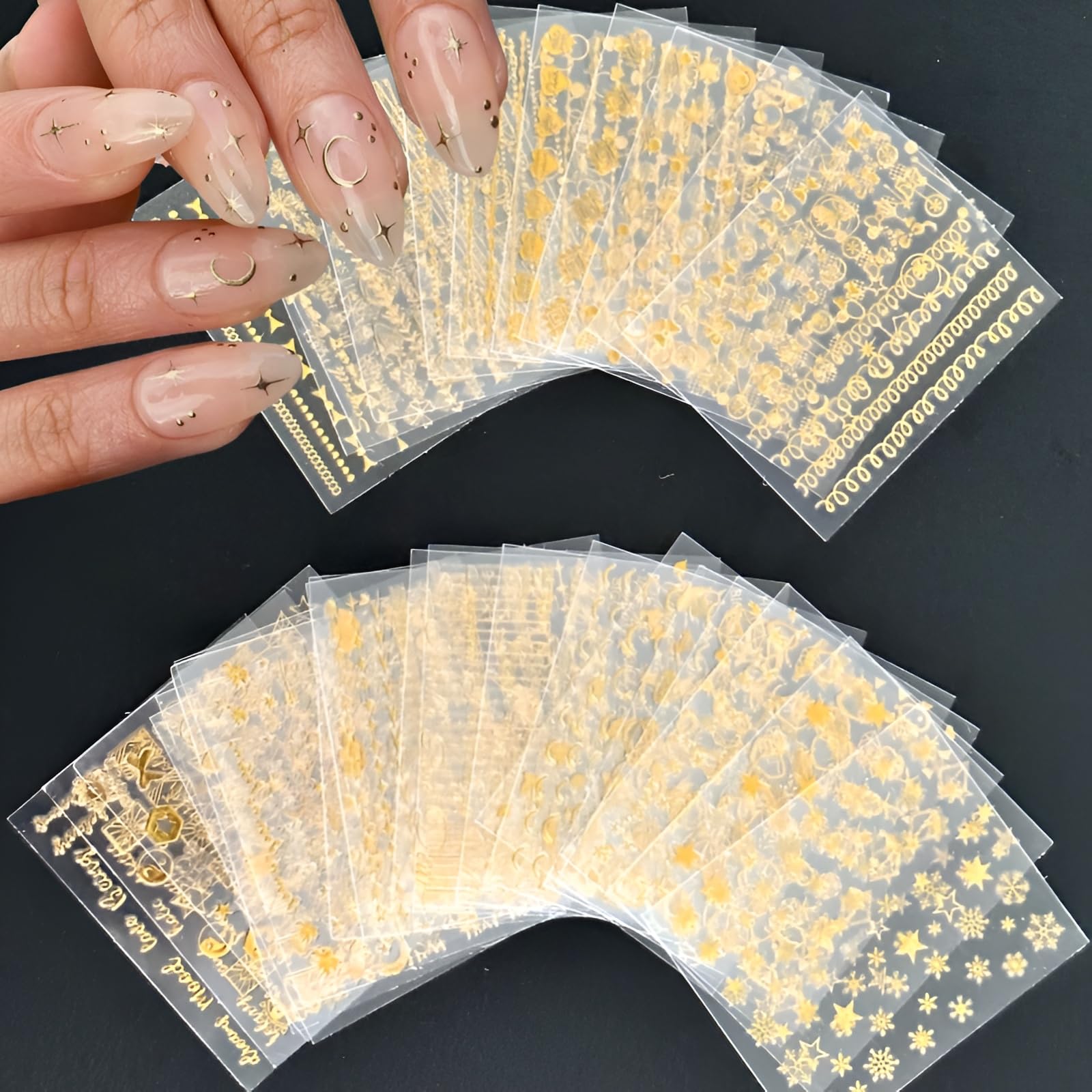 SPLOCUDU acrylic nail decor gold collection for DIY nail upgrades at home