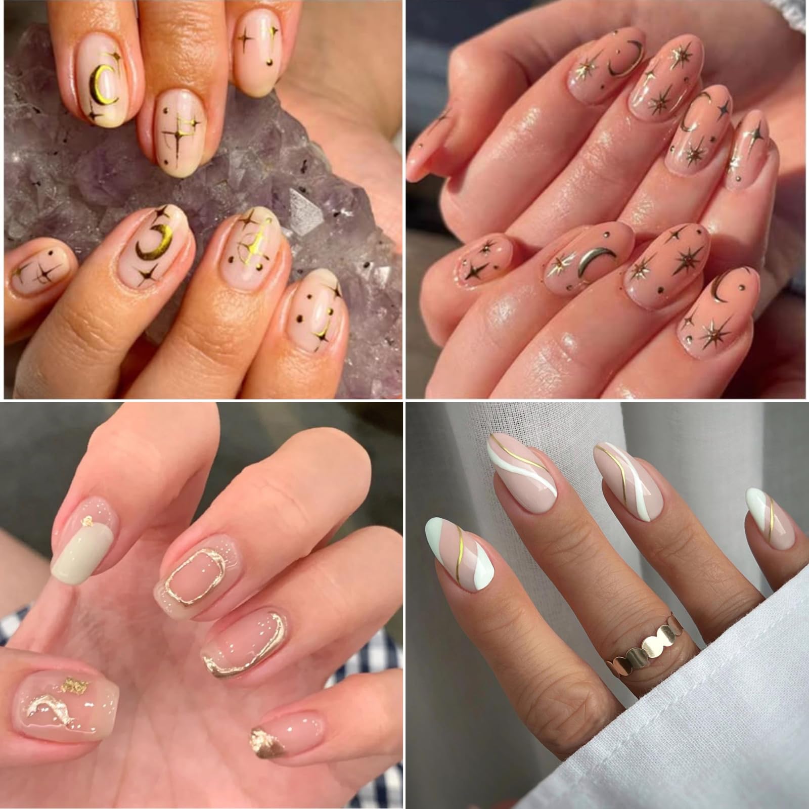 SPLOCUDU gold line star nail art stickers ideal for accent nails