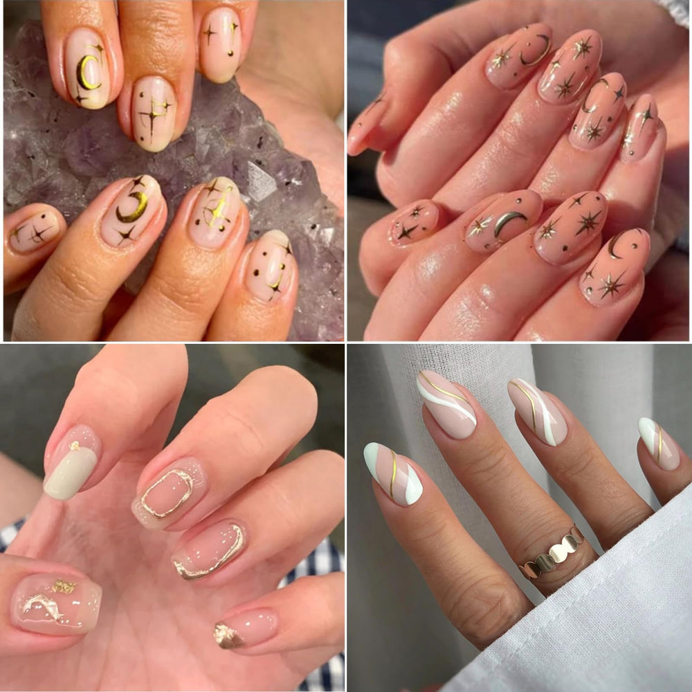 SPLOCUDU gold line star nail art stickers ideal for accent nails