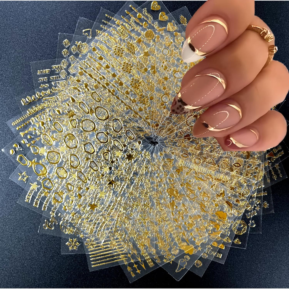 SPLOCUDU gold nail stickers 30 sheets for quick elegant manicure on natural or false nails