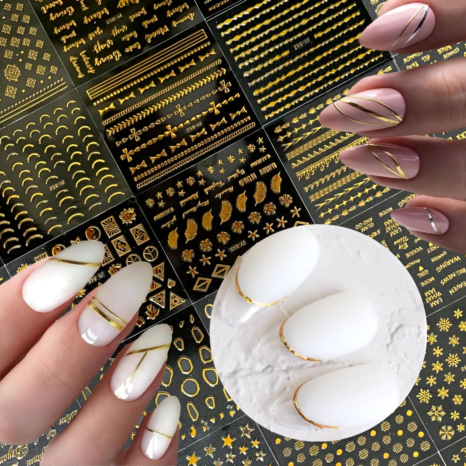 SPLOCUDU lace heart leaf snowflake nail stickers for intricate manicure designs