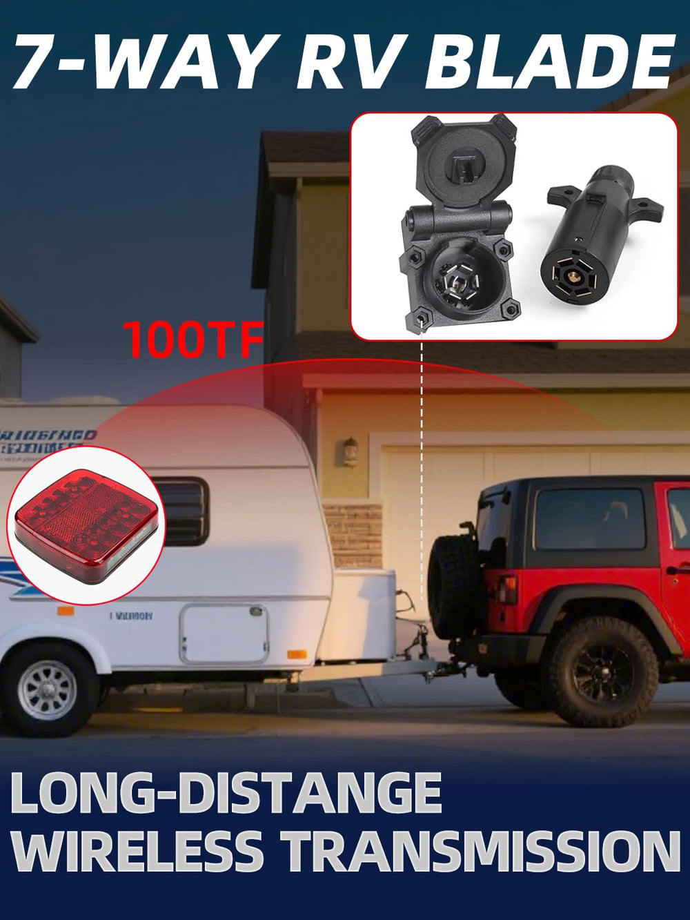 Full kit includes transmitter and carry case for portable lighting solutions.