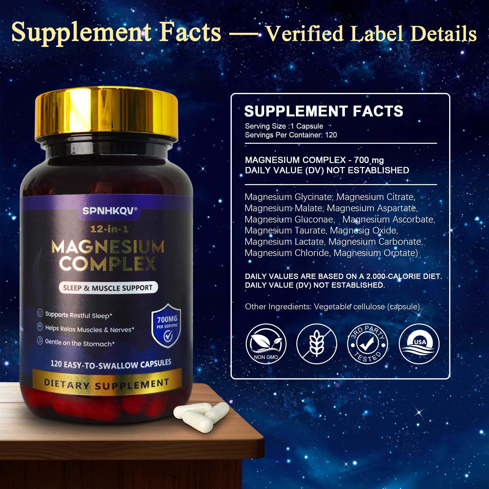SPNHKOV Magnesium 12-in-1 workout image hints at post-workout recovery.
