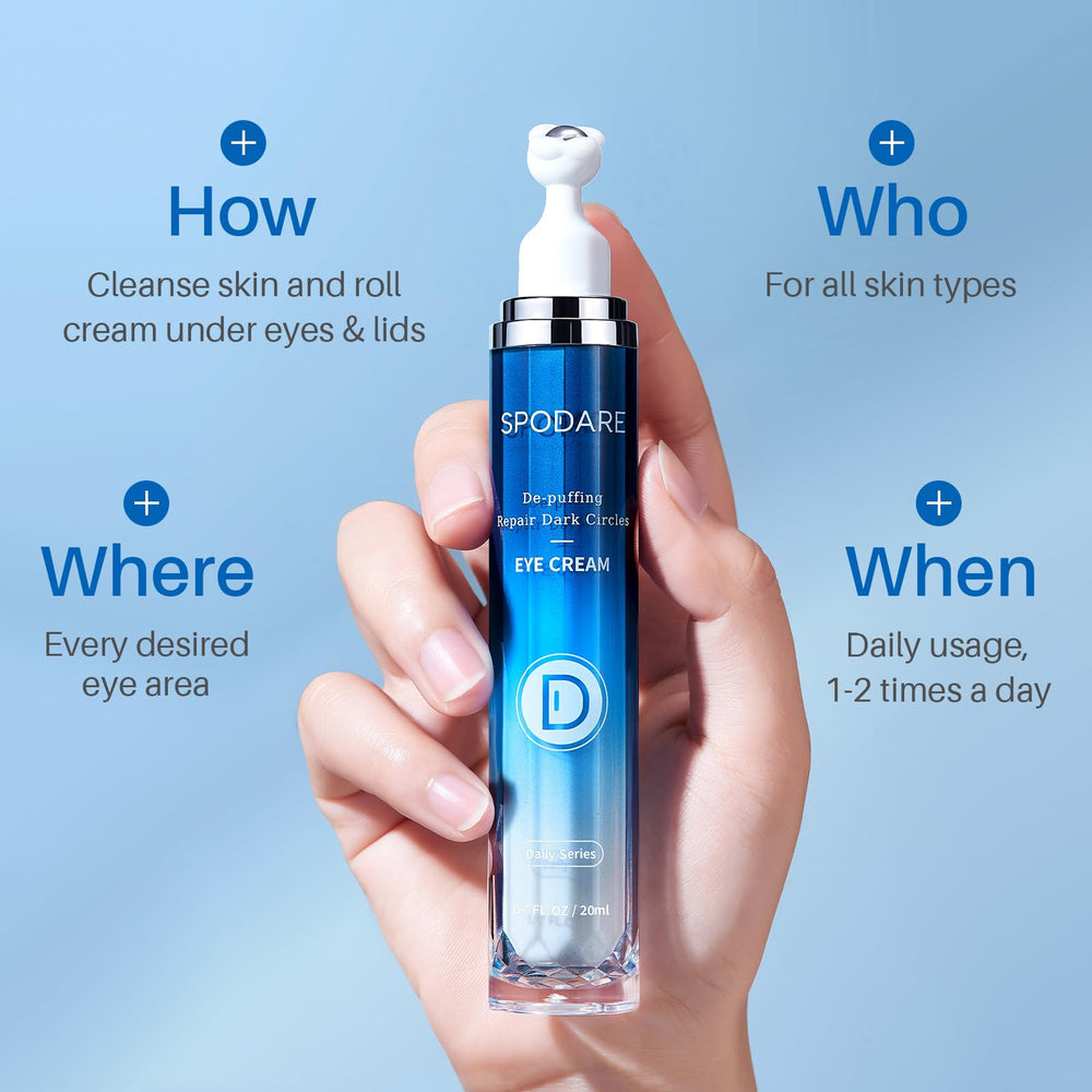 SPODARE lightweight eye cream absorbs quickly and works well under makeup.