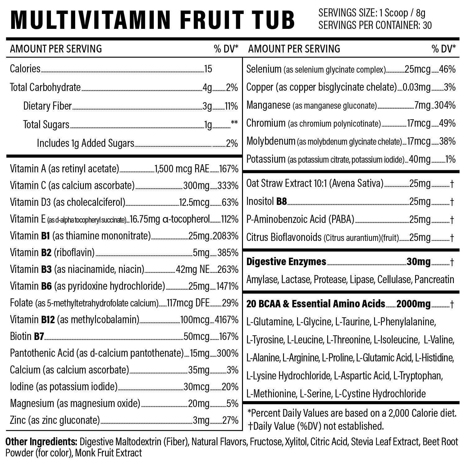 Sport Formula 99 fruit punch drink in a glass showing tasty, vegan multivitamin.