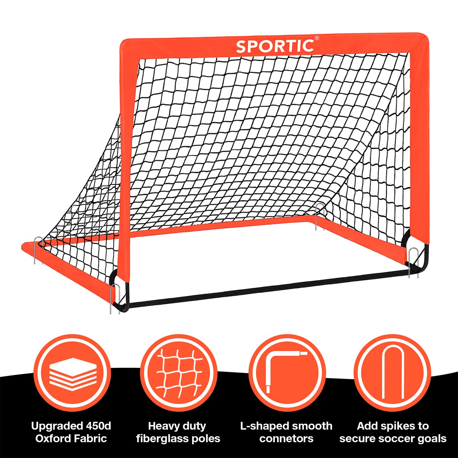  Sportic ground pegs included ensure solid anchoring during windy days