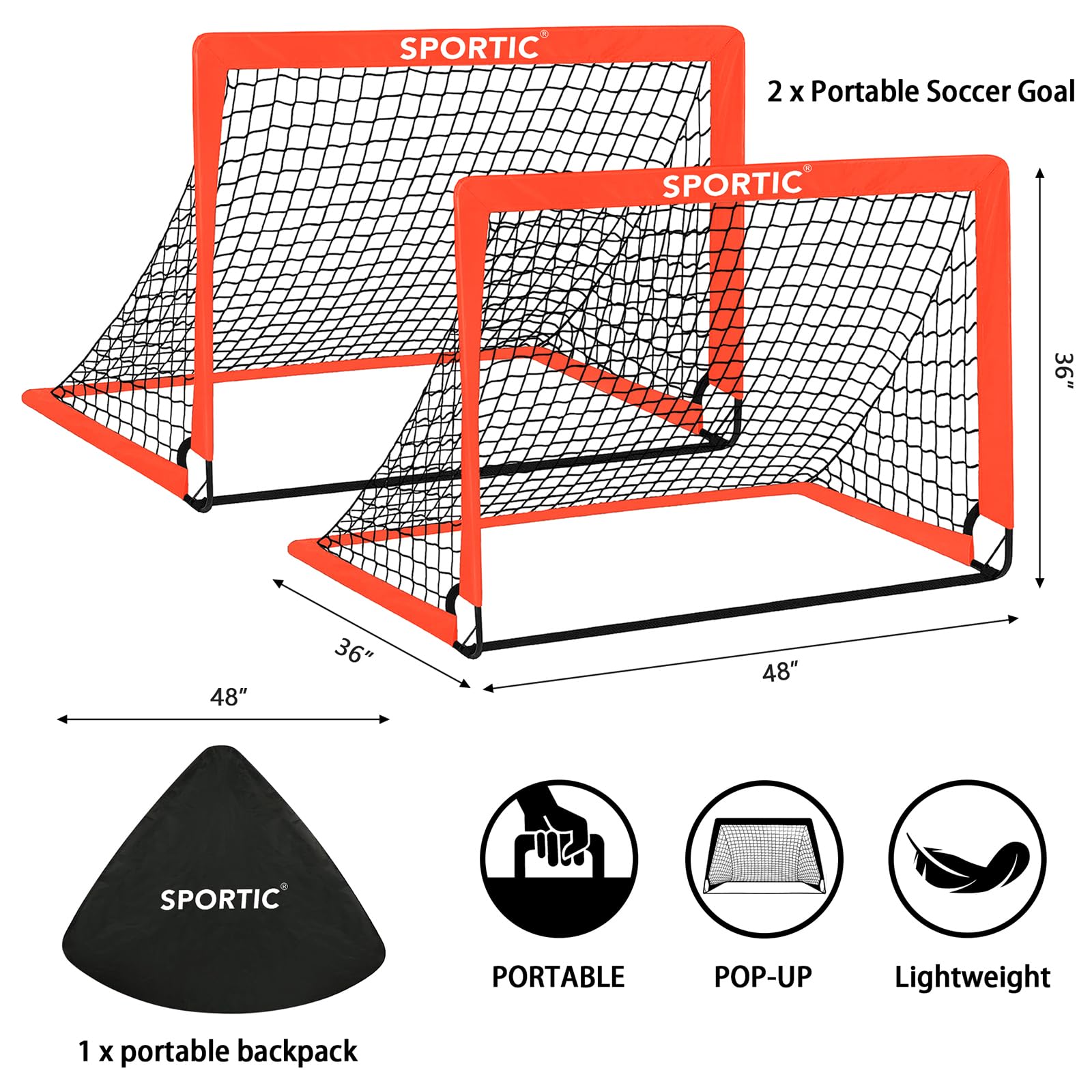 Sportic pop-up goal ready for quick backyard setup and on-the-go practice
