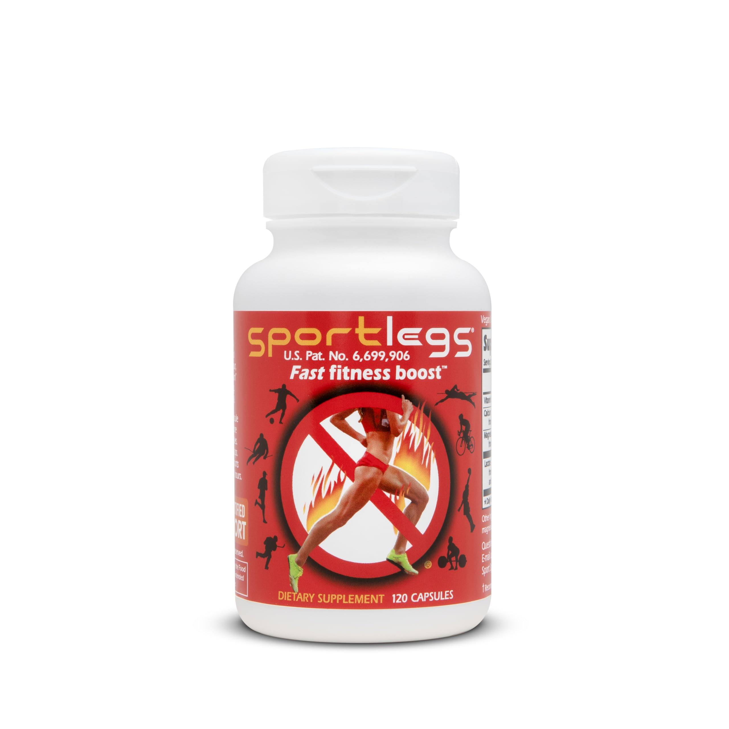 SPORTLEGS bottle sideview showing pre-exercise support for smoother workouts