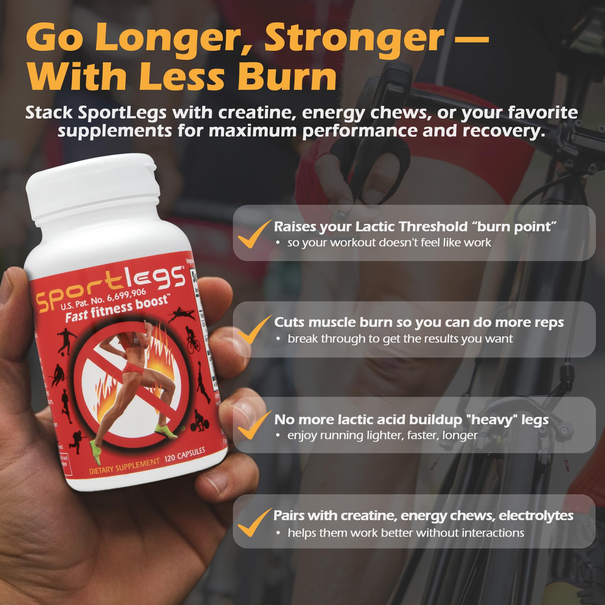 SPORTLEGS dosing before workout illustration emphasizing simple 30-minute timing