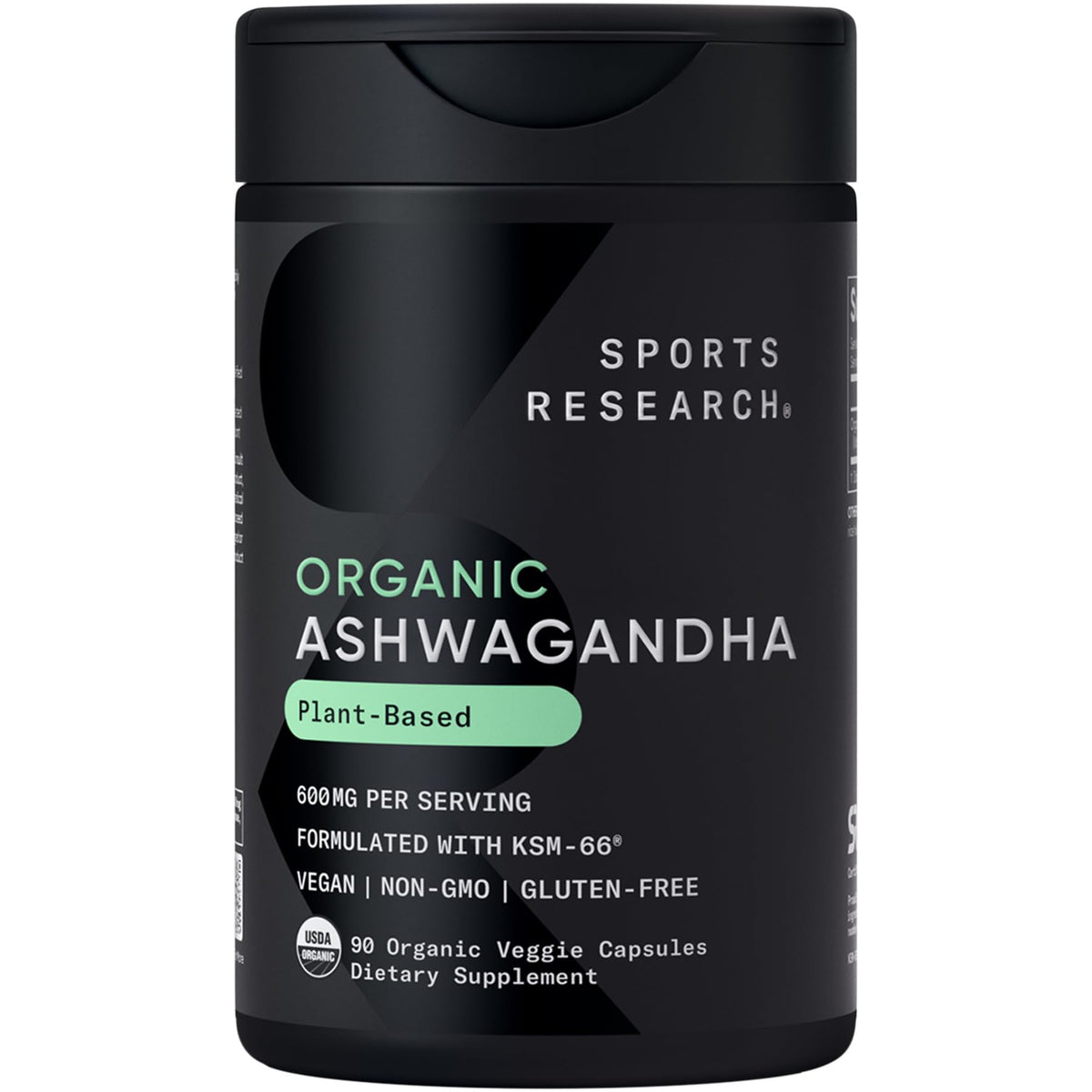 Sports Research Ashwagandha bottle front view supports daily calm and routine.