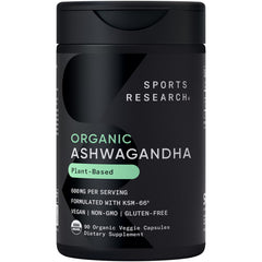 Sports Research Ashwagandha bottle front view supports daily calm and routine.