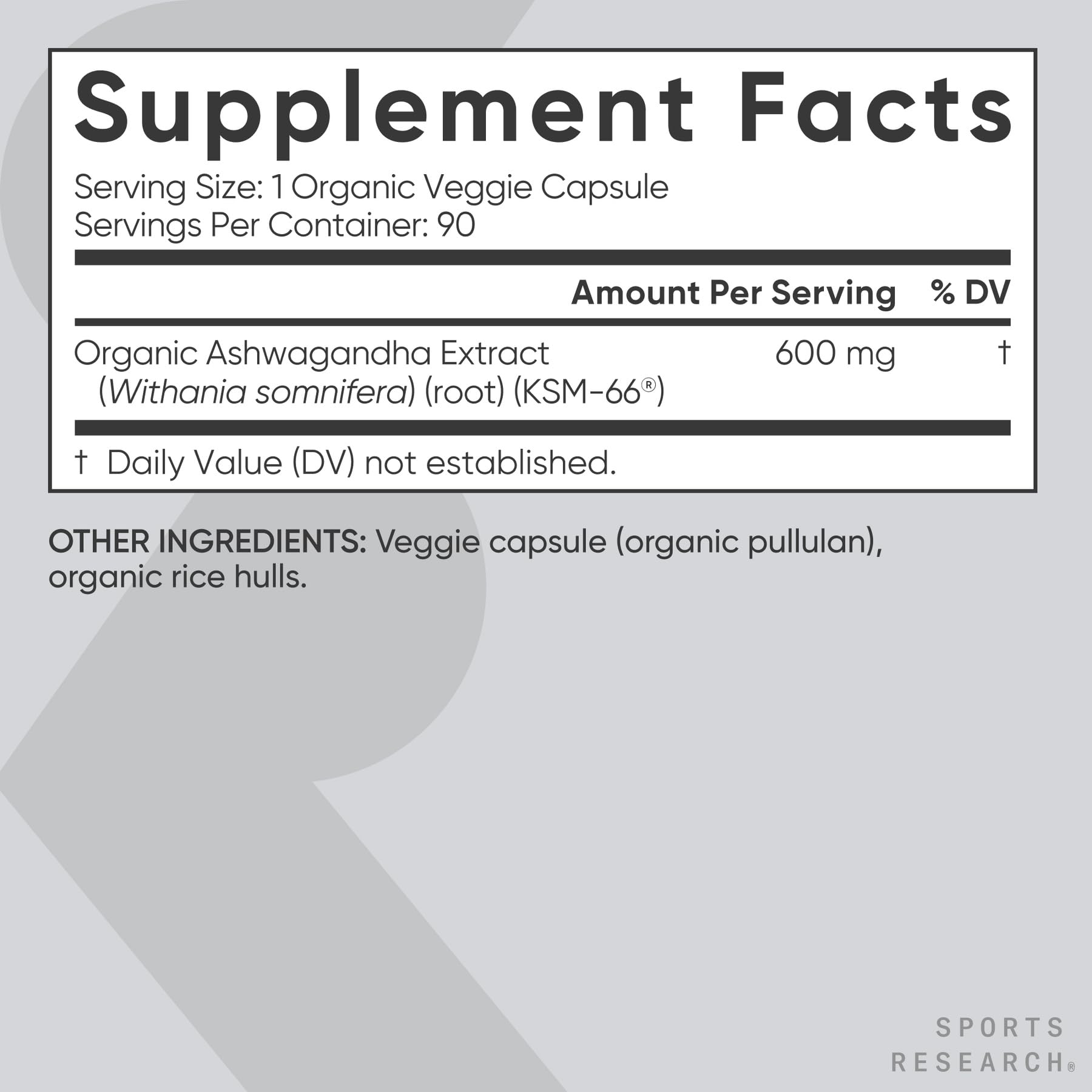 Sports Research Ashwagandha daily-dose capsule on hand, easy to integrate.