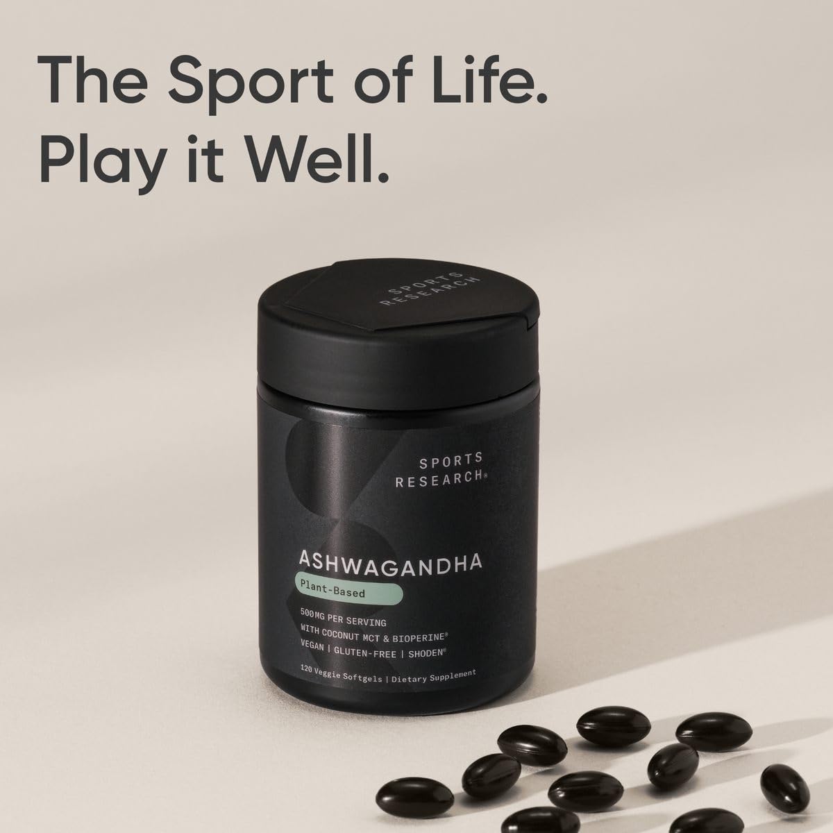 Sports Research Ashwagandha softgels USA-manufactured facility quality assurance.