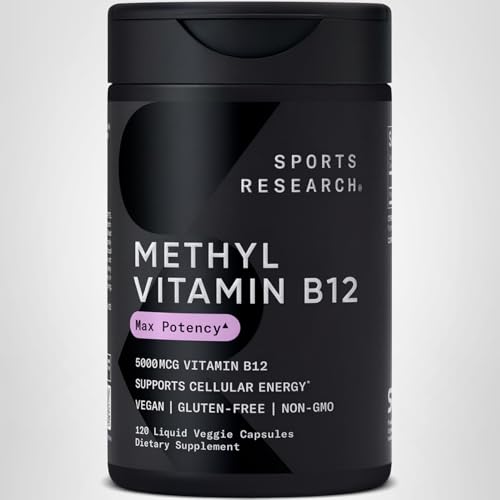 Sports Research B12 bottle on kitchen counter ready for daily energy support