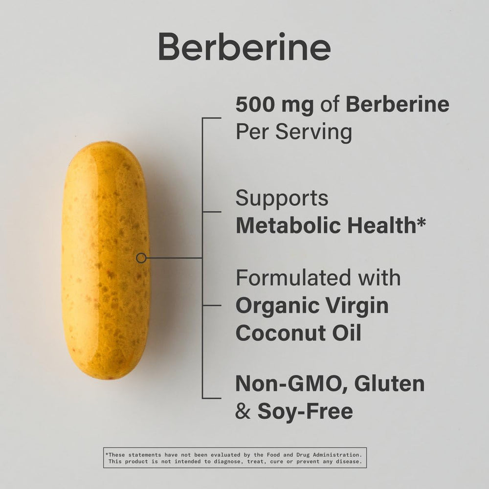 Sports Research Berberine 500mg softgel close-up highlights potent dose for easy daily use