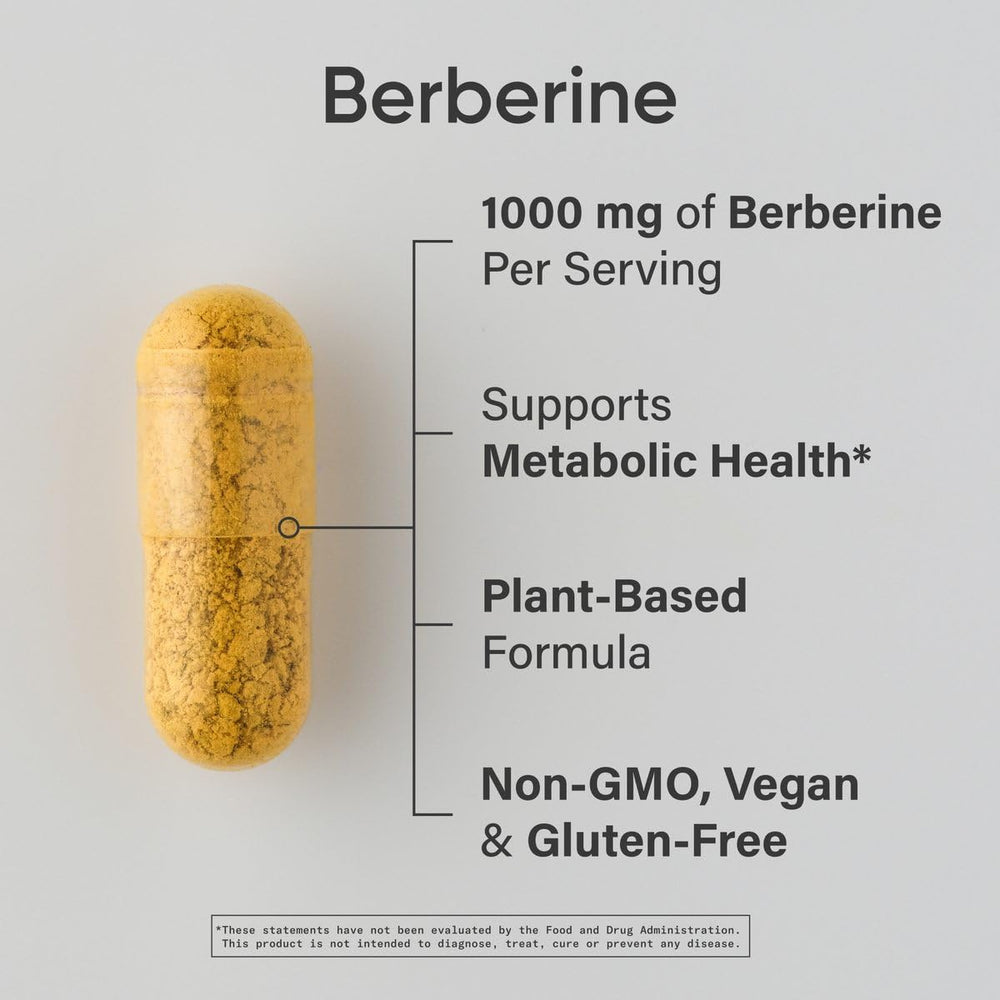 Sports Research Berberine capsules closeup highlighting vegan, gluten-free formulation for mindful nutrition.
