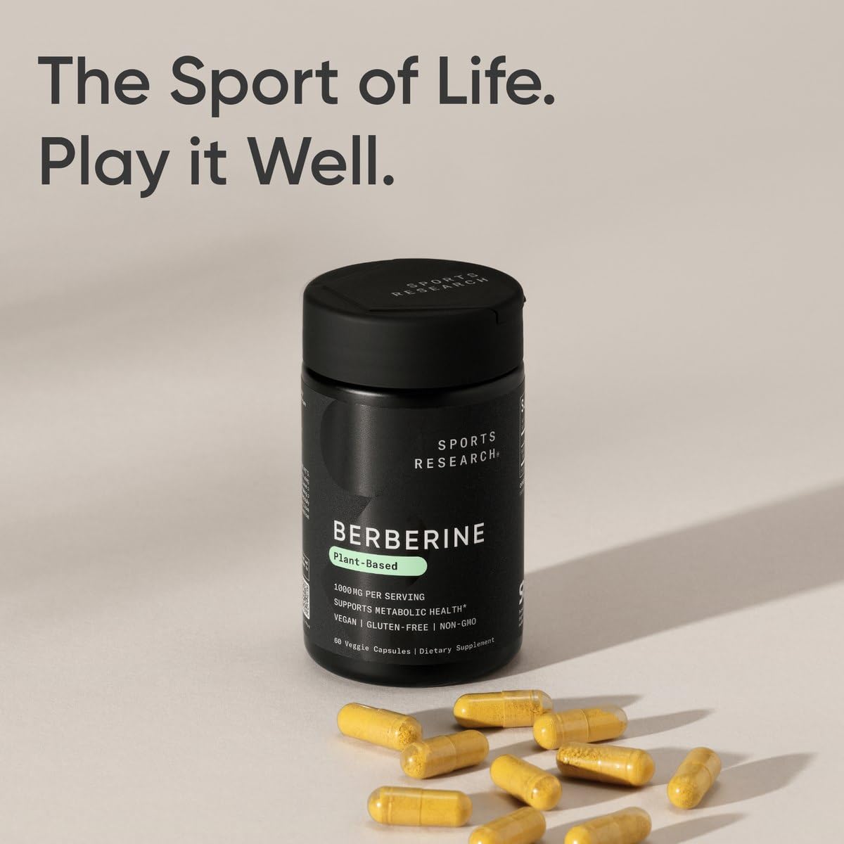 Sports Research Berberine third-party testing badge suggesting independent quality verification.