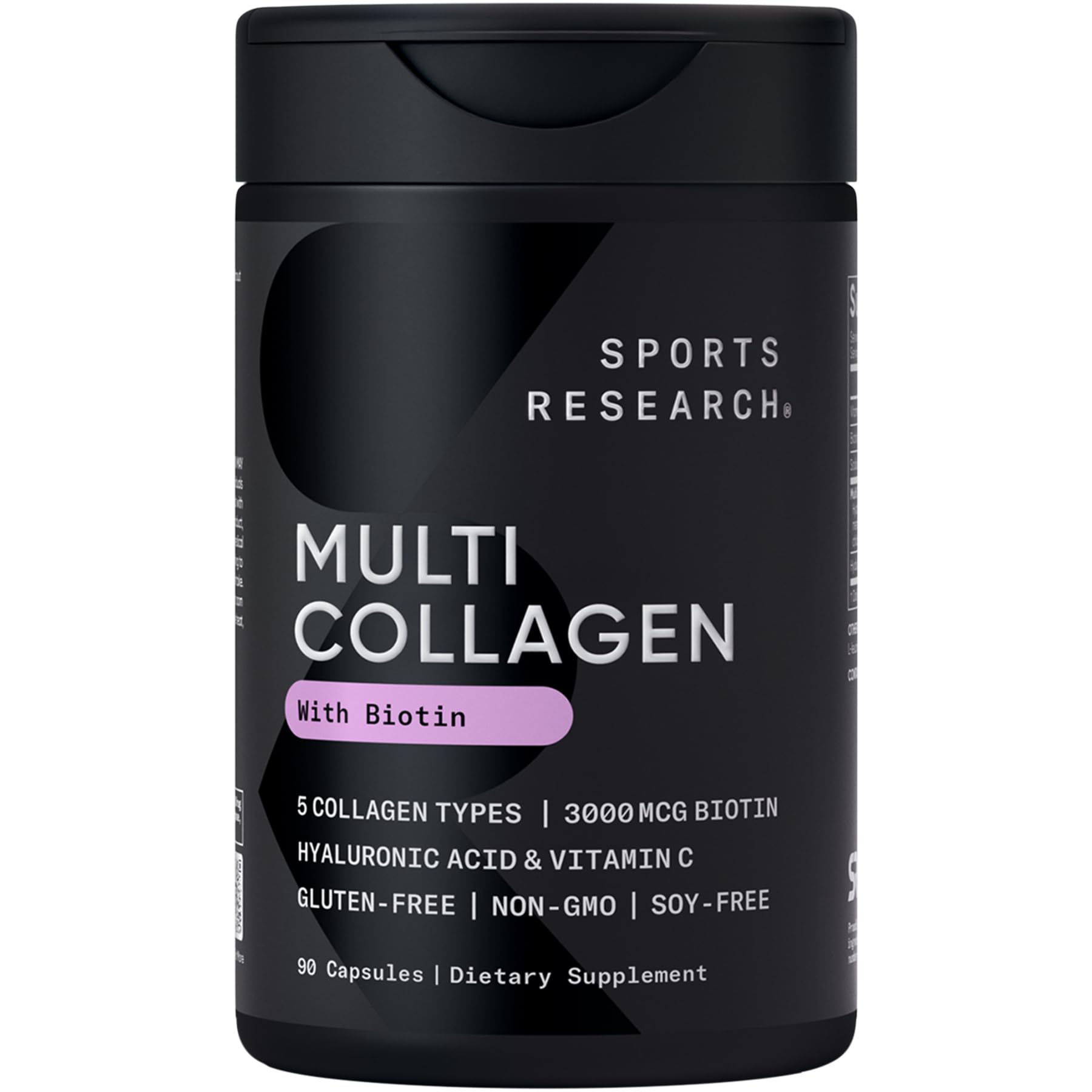 Sports Research Biotin-Infused Collagen bottle shows skin and hair support