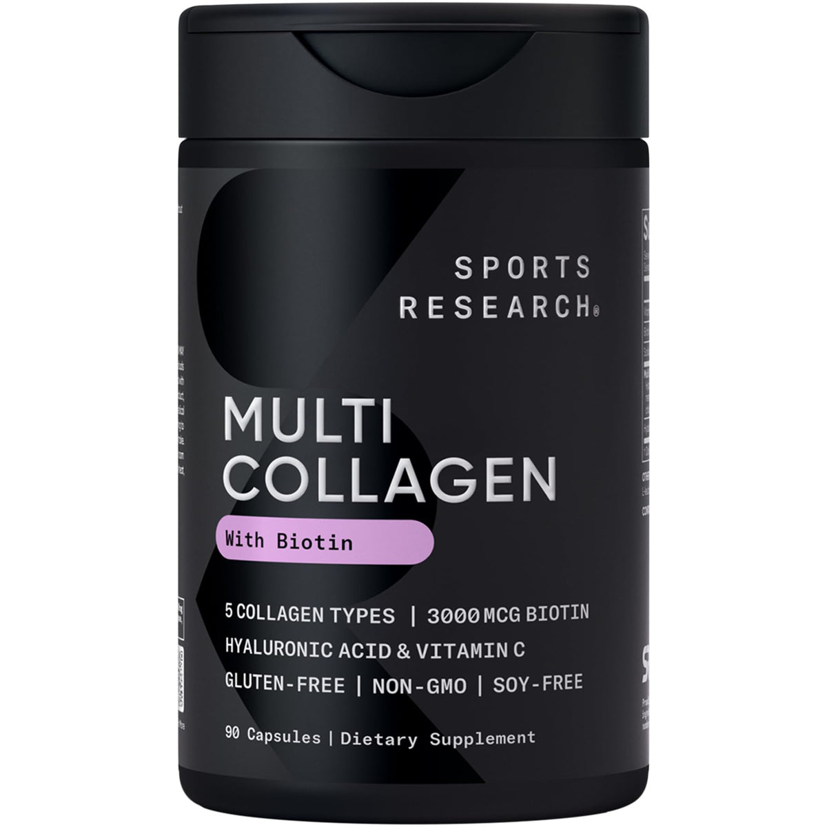 Sports Research Biotin-Infused Collagen bottle shows skin and hair support