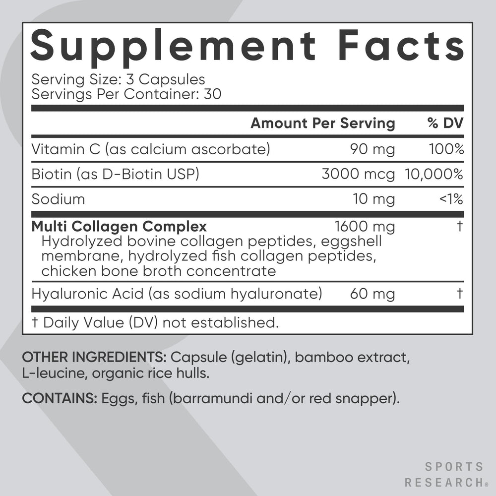 Sports Research Biotin-Infused Collagen Vitamin C label highlight