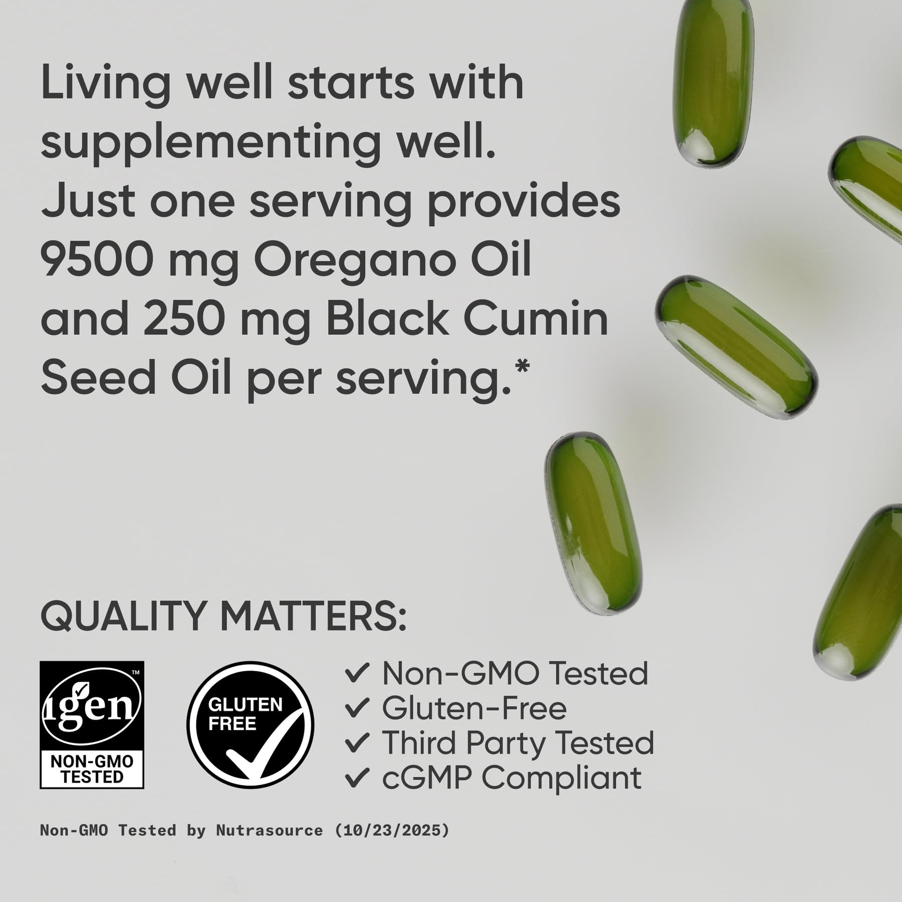 Sports Research black cumin seed oil bottle label highlighting potent natural antioxidant blend.