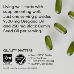 Sports Research black cumin seed oil bottle label highlighting potent natural antioxidant blend.