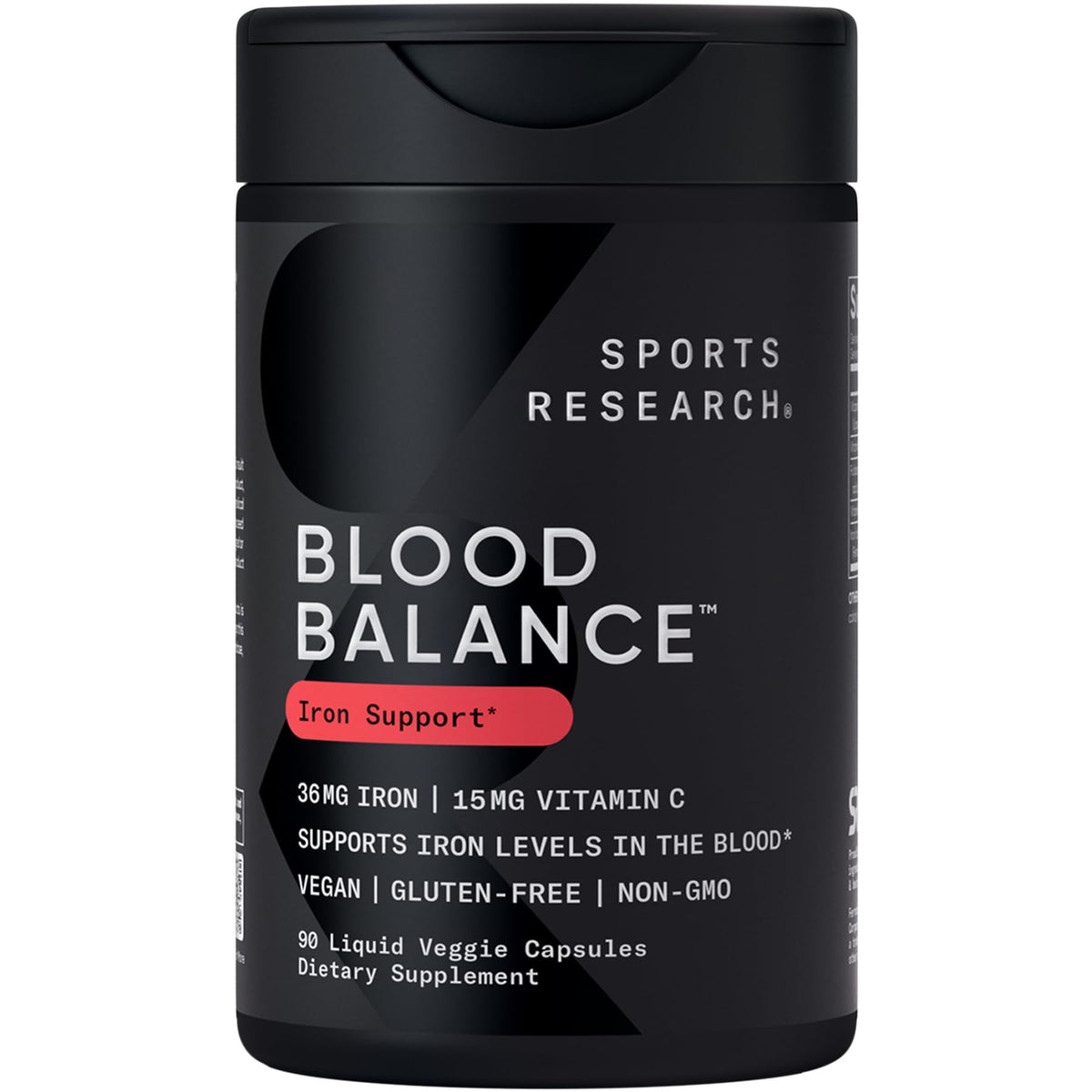 Sports Research Blood Balance bottle for daily iron support and energy.