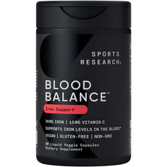 Sports Research Blood Balance bottle for daily iron support and energy.