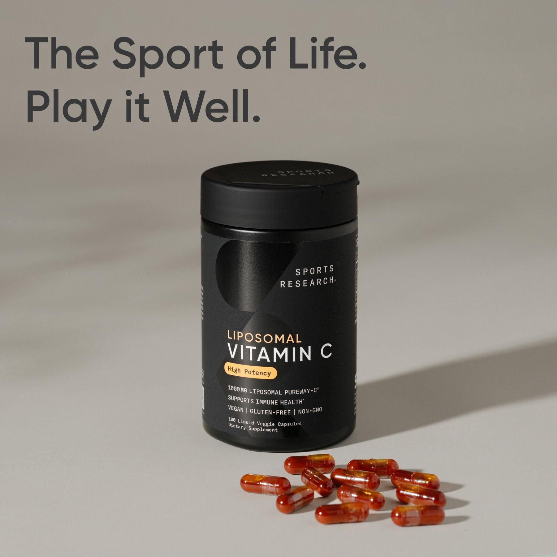 Sports Research bottle on kitchen counter suggesting everyday wellness use.