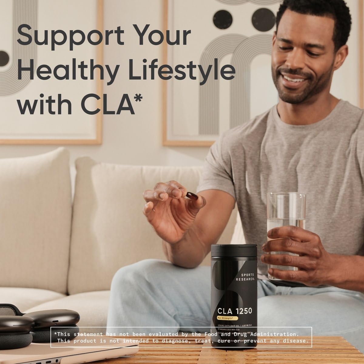 Close up of Sports Research CLA softgels
